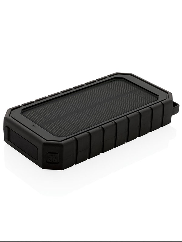 Powerbank, solarni, 10W, 10.000mAh, od reciklirane plastike, crni