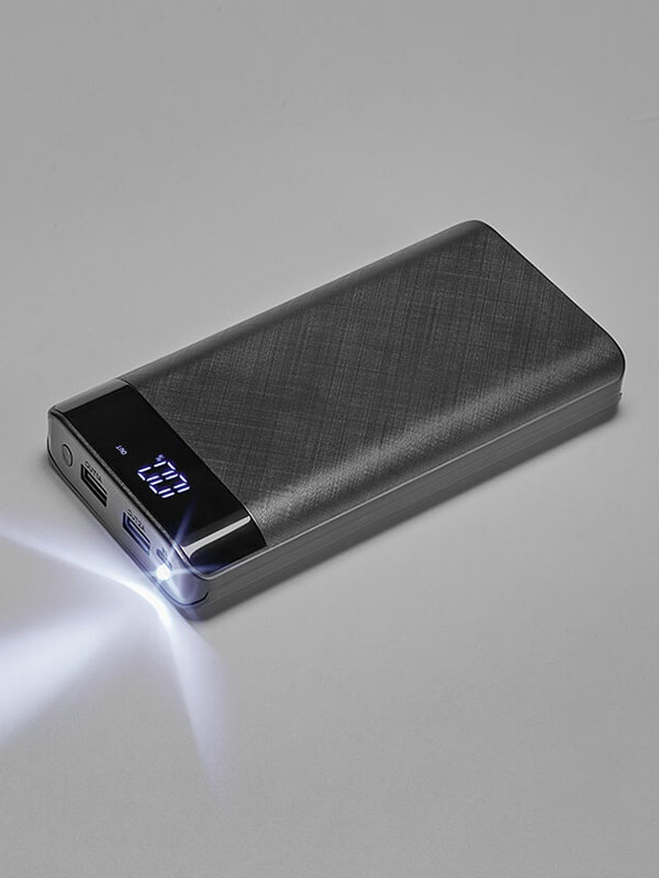 Powerbank, 16000 mAh, s LED svijetiljkom, 2 USB  porta